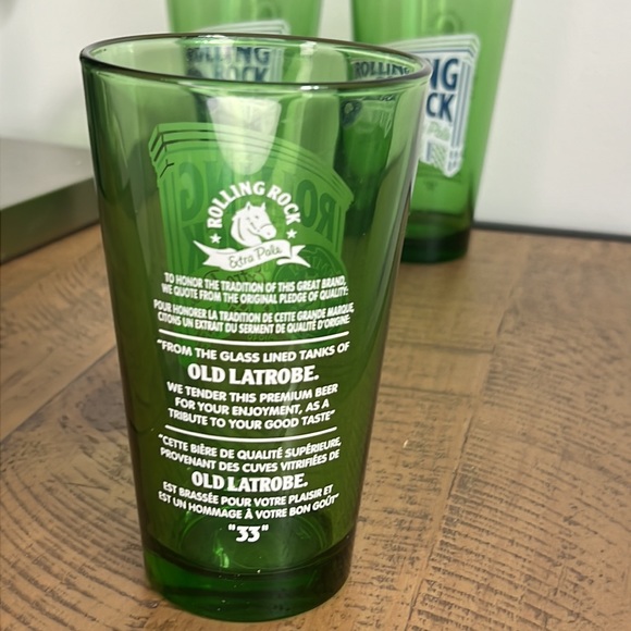 Vintage Rolling Rock Pale Premium Beer Glasses - Set of 3 - Picture 4 of 4